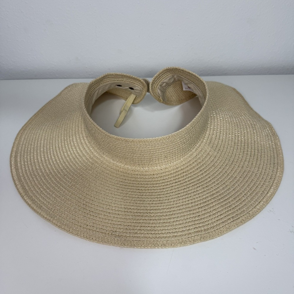 Shade & Shore Wide Brim Straw Sun Visor Hat Foldable Packable Adjusts Squishee